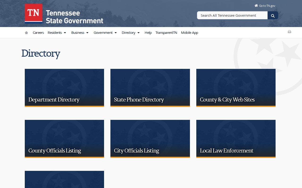 Lebanon people directories route through the Tennessee government directory